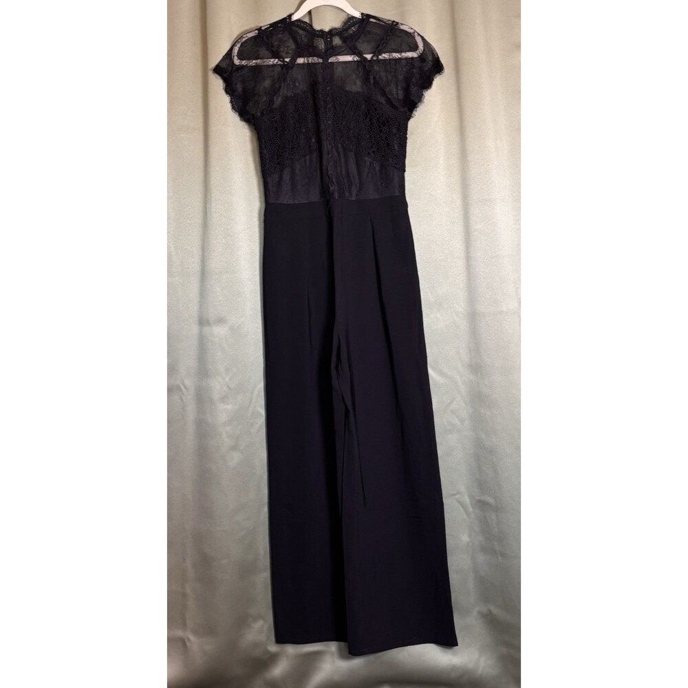 Sugar + Lips Size M Black Lace Top Jumpsuit Elegant Party Evening Wide Leg Pants